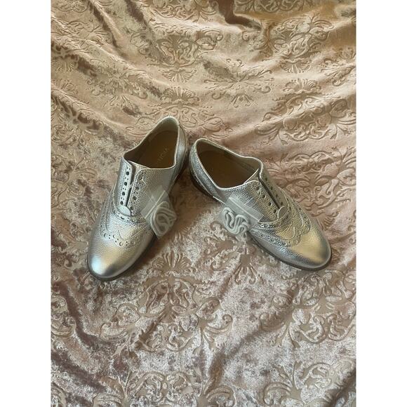 New Vionic Shoes Womens‎ 6.5 Silver Leather Oxfords Wingtip 356 Hadley Lace Up - Picture 1 of 5